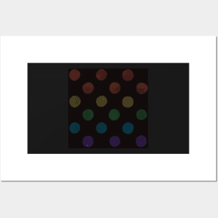 Rainbow Watercolour Dots - Black Posters and Art